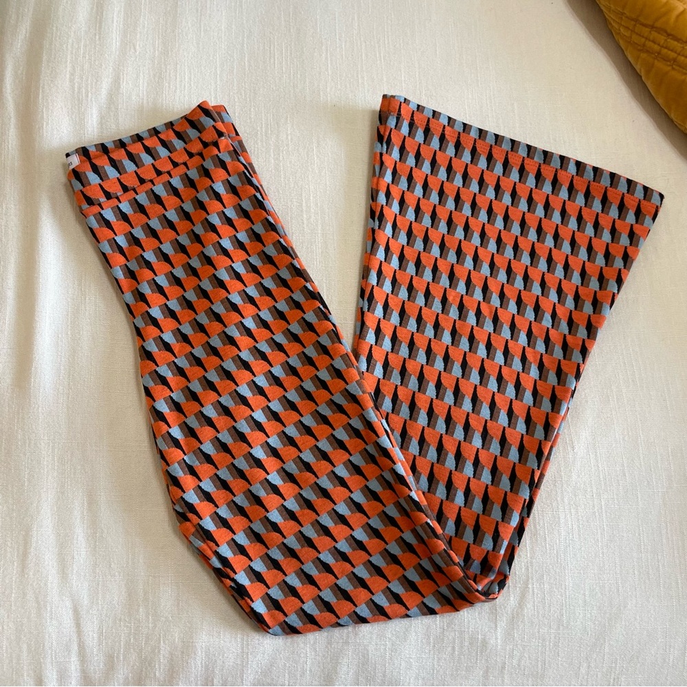 Urban Outfitters Orange/Blue/Black Printed Flared Pants